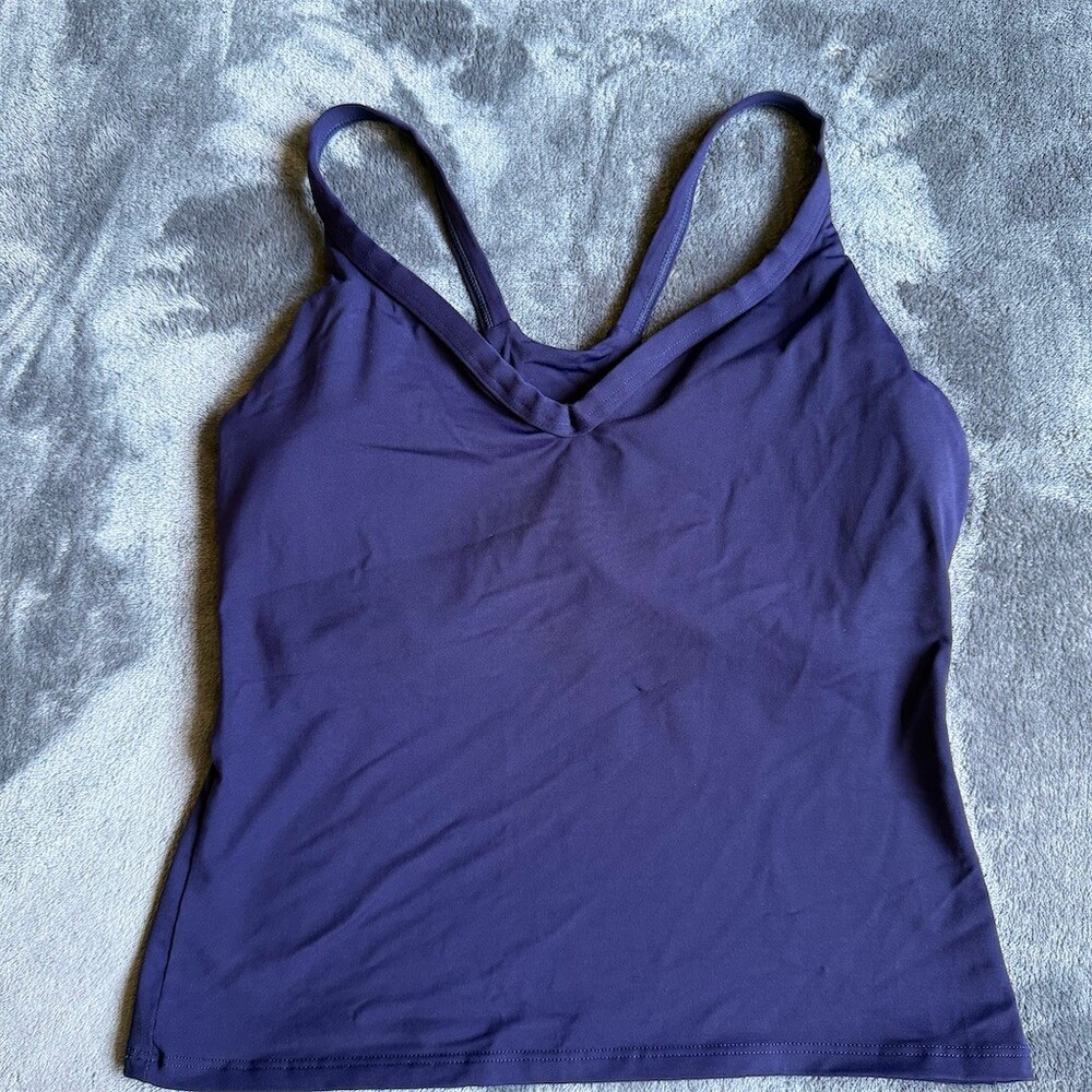 Montiel Activewear Tank Top Womens S Purple Built-In Bra Strappy Back